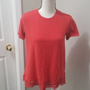 Old Navy sz XL Red Tee w/scalloped lace bottom